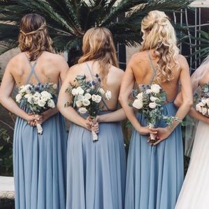 lulus slate blue bridesmaid dress